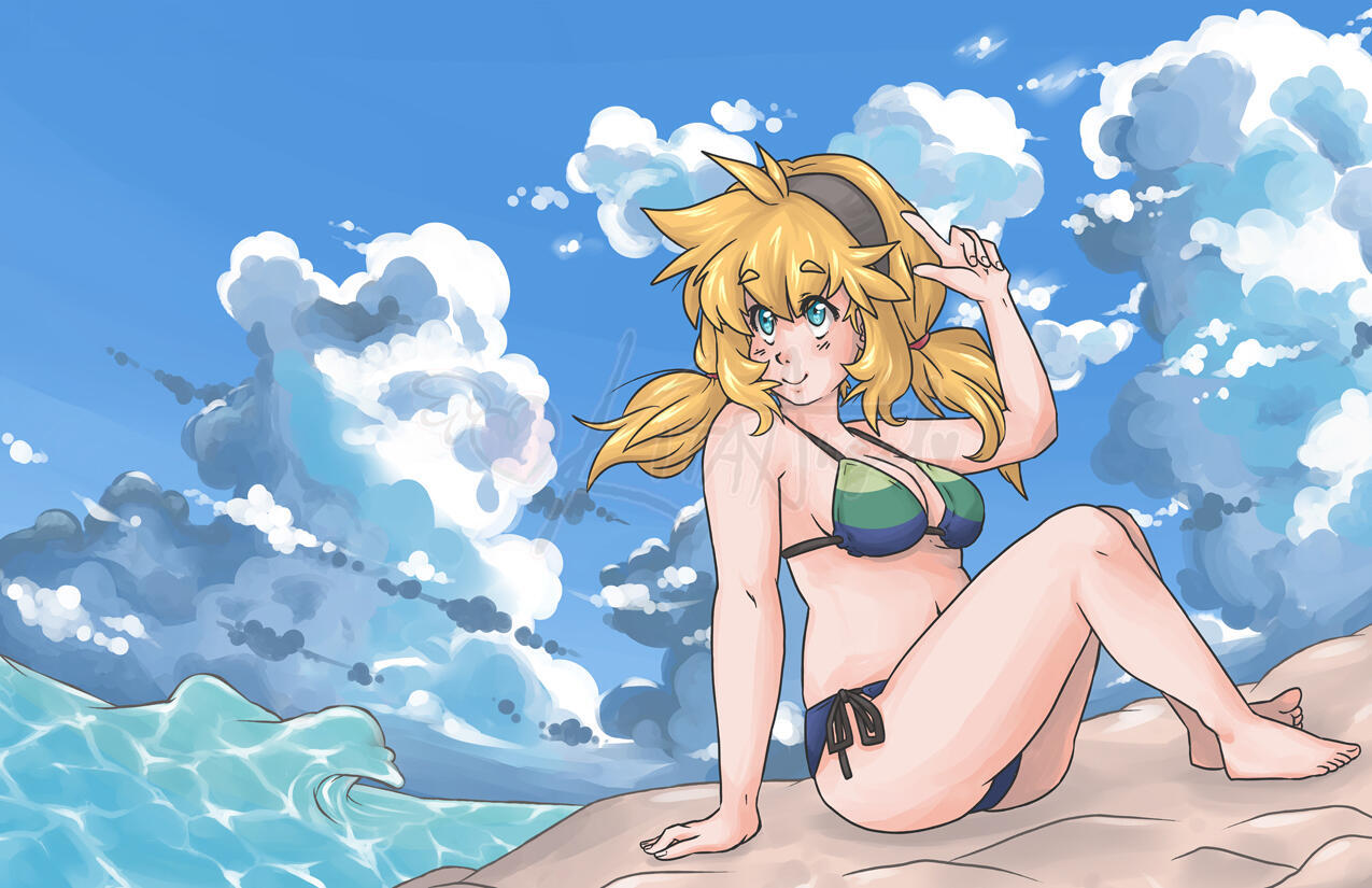 August - Digital illustration With detailed sky background.