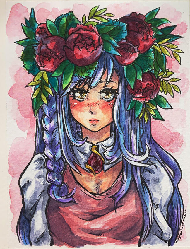 Garnet - Watercolour with simple background.