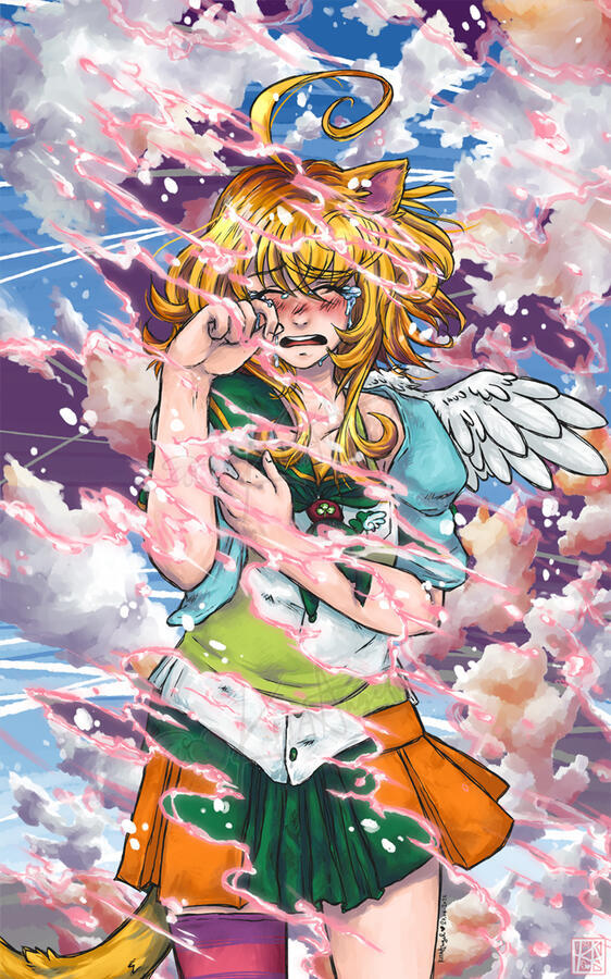 Fractured - Digital Illustration Sketchy style inking &amp; detailed background.